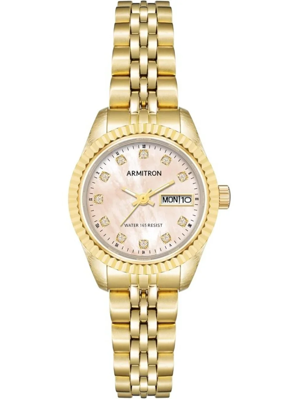 Armitron Women's Gold Pink Genuine Crystal Accented Bracelet Round Luxury Watch